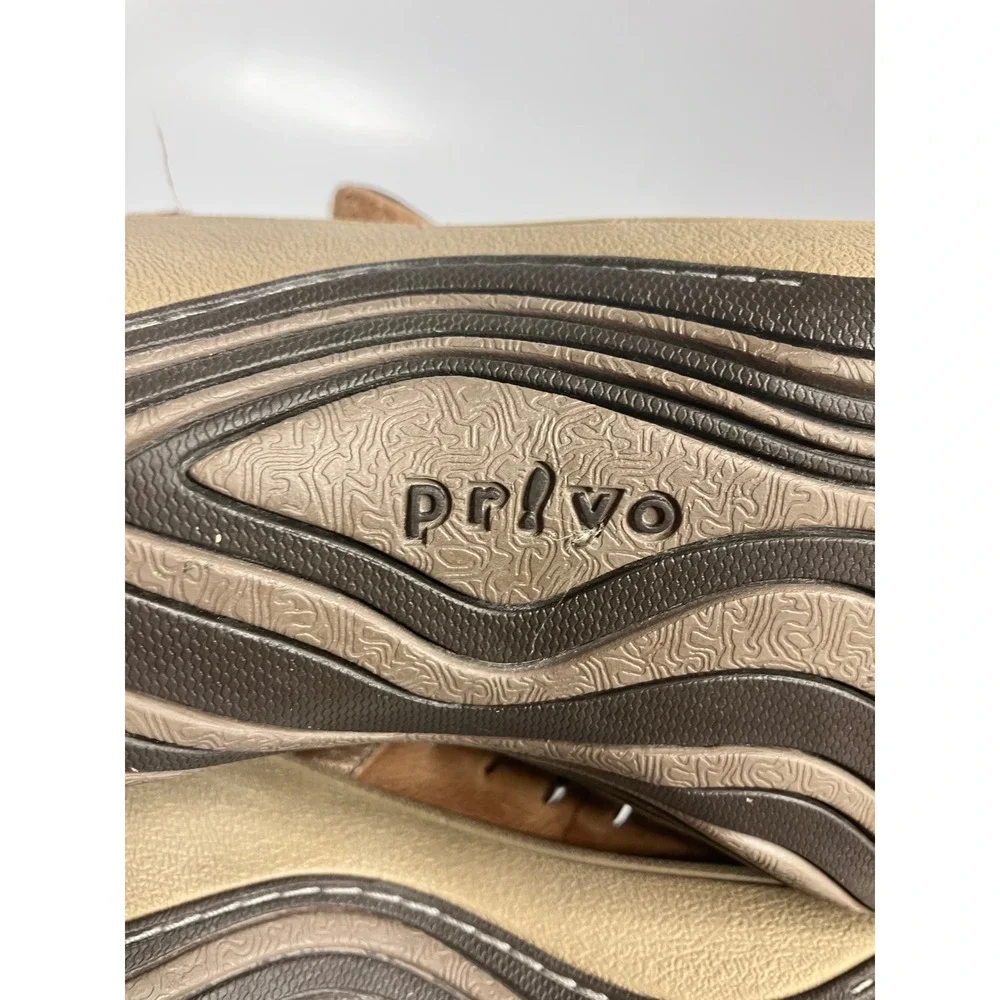 Privo by Clarks Wedge Sandals Womens 8M Brown Good Leather Peep Toe Laser Cut